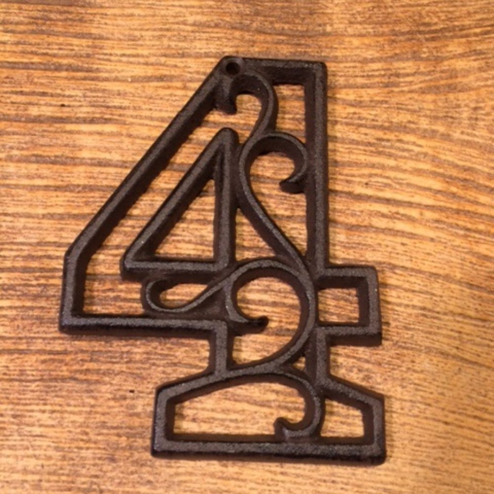 "4" (Four) Address Number Ornate Cast Iron Filigree 4 5/8" tall 0184-0558-4
